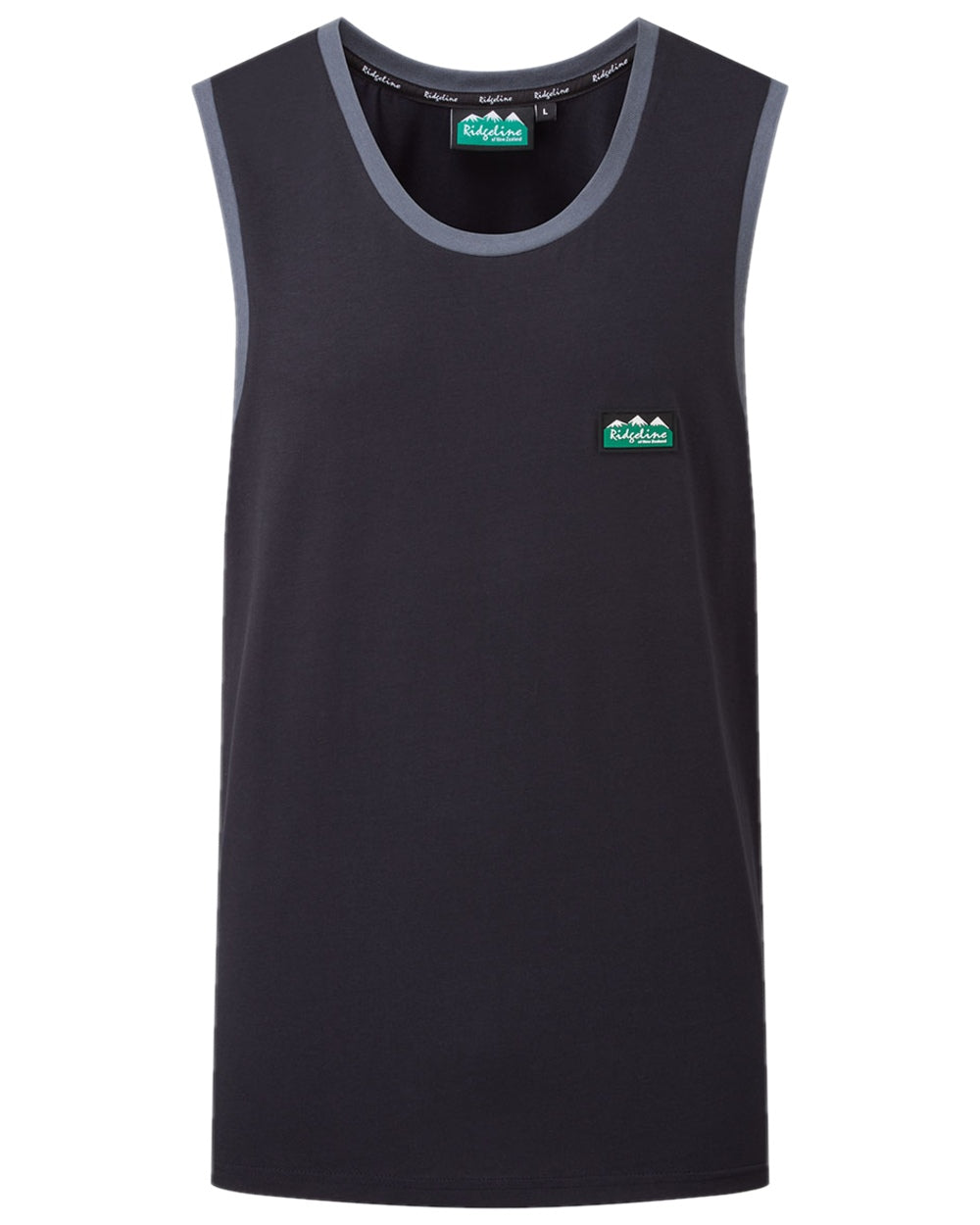 Navy Coloured Ridgeline Mens Signature Singlet Top on white background 