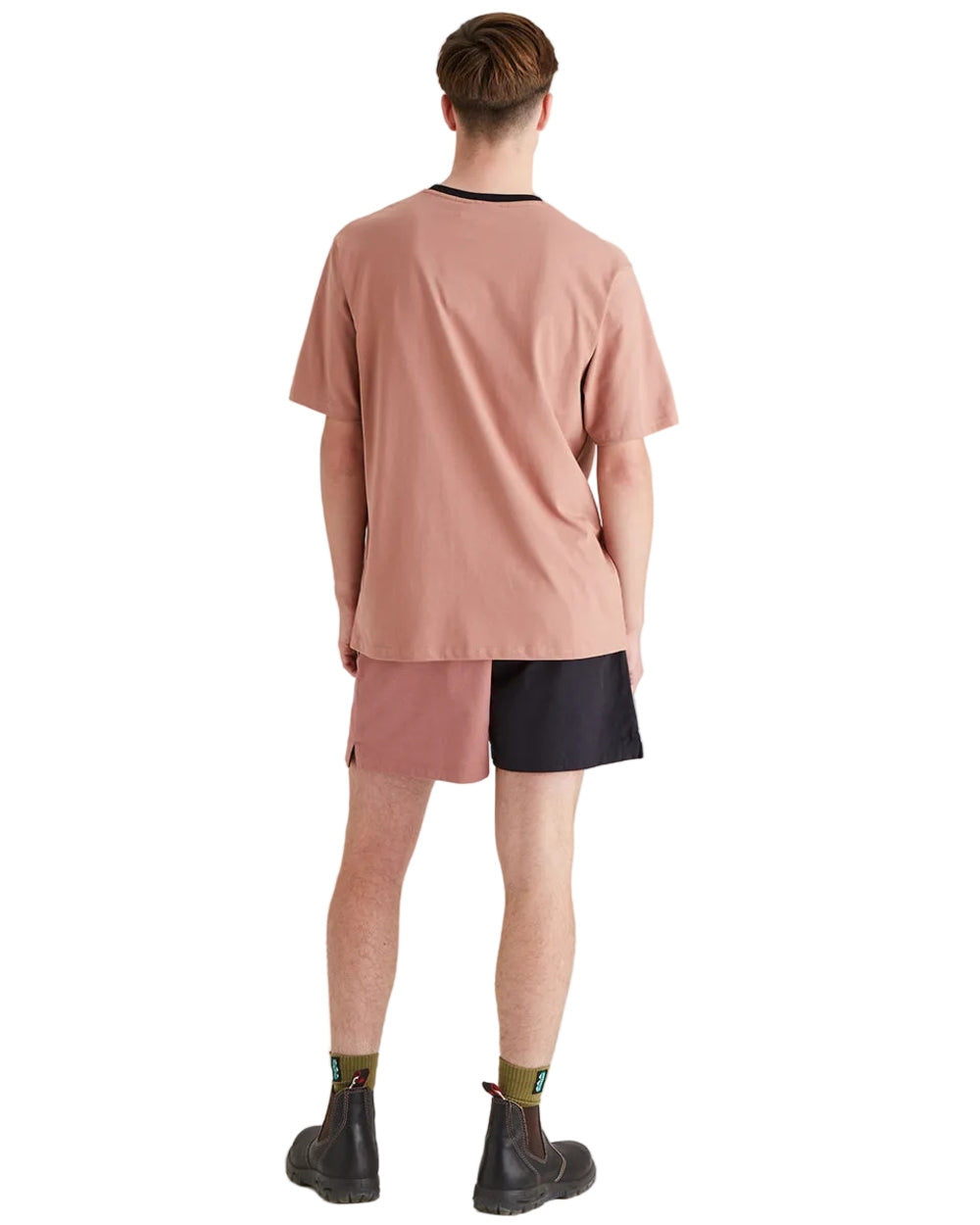 Dusky Pink Coloured Ridgeline Mens Signature T-Shirt on white background 