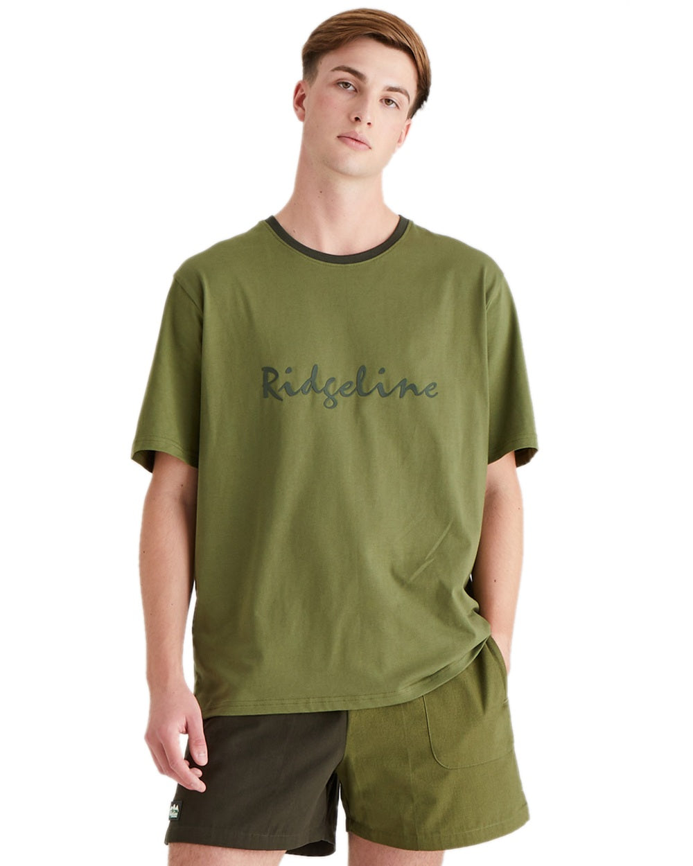 Fern Green Coloured Ridgeline Mens Signature T-Shirt on white background 