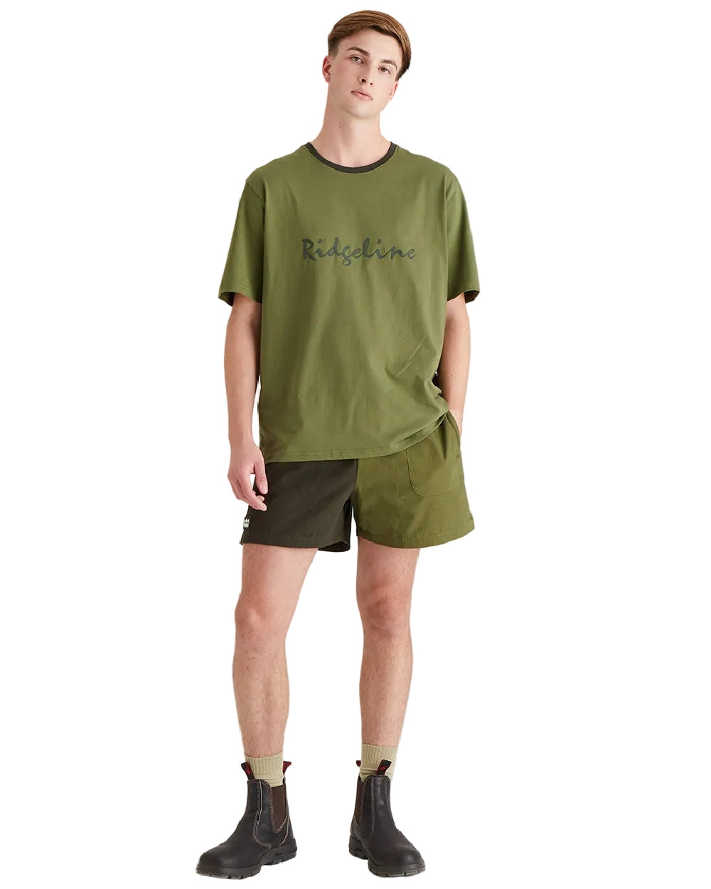 Fern Green Coloured Ridgeline Mens Signature T-Shirt on white background 