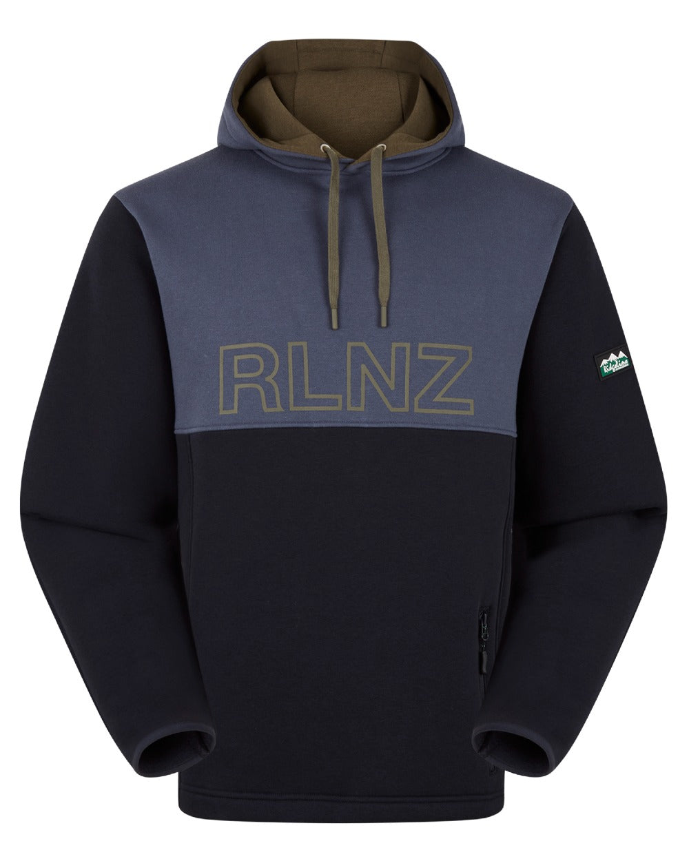 Navy coloured Ridgeline Mens South Island Hoodie on white background 