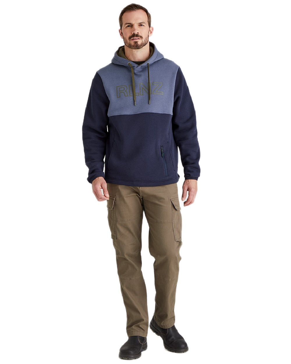 Navy coloured Ridgeline Mens South Island Hoodie on white background 