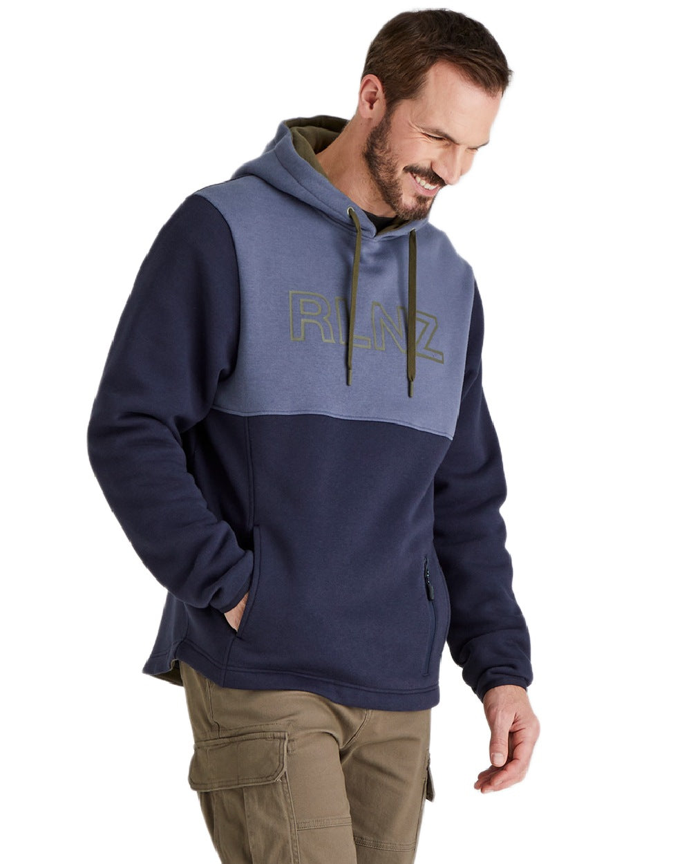Navy coloured Ridgeline Mens South Island Hoodie on white background 