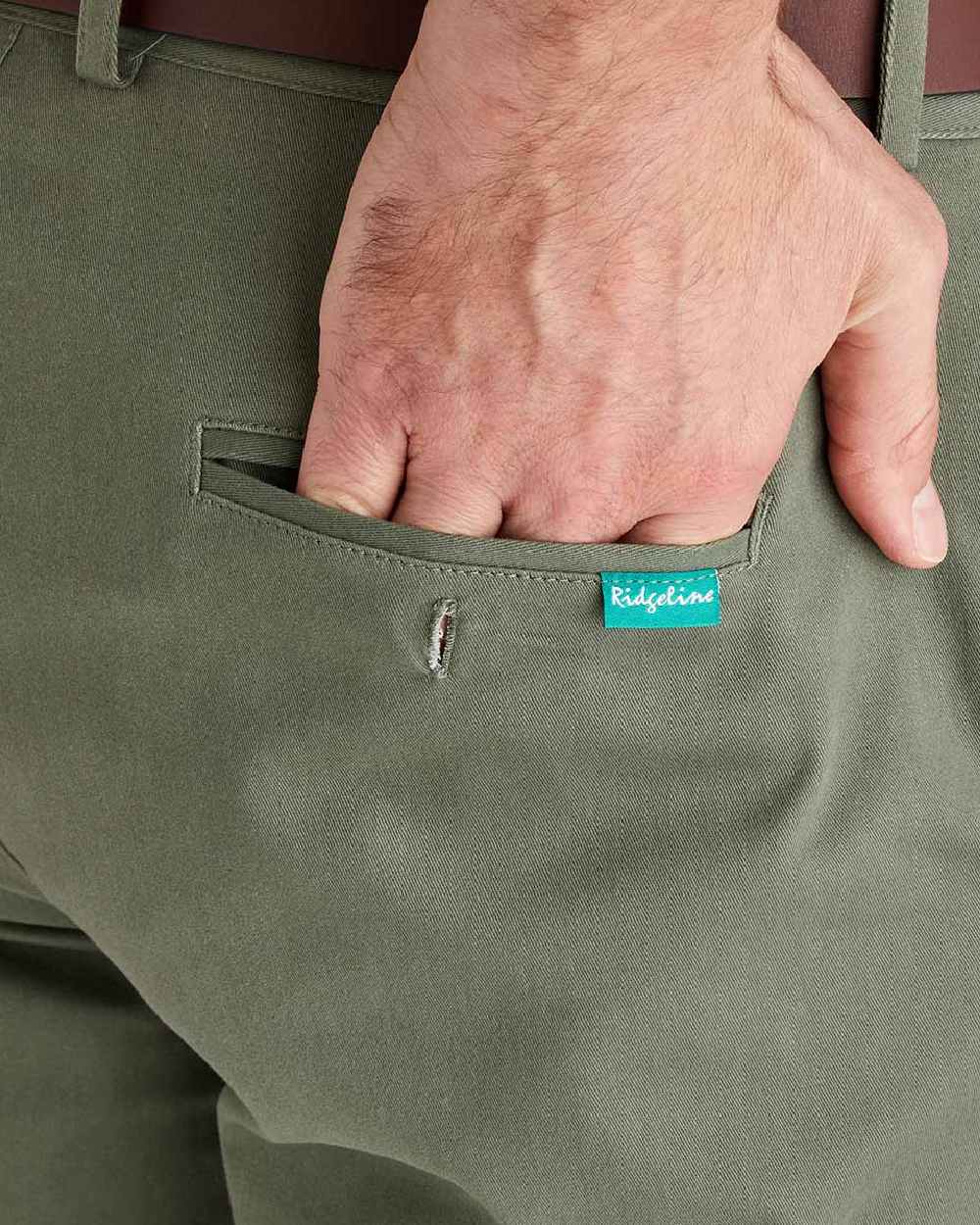 Khaki Green Coloured Ridgeline Mens Waxham Shorts on white background 
