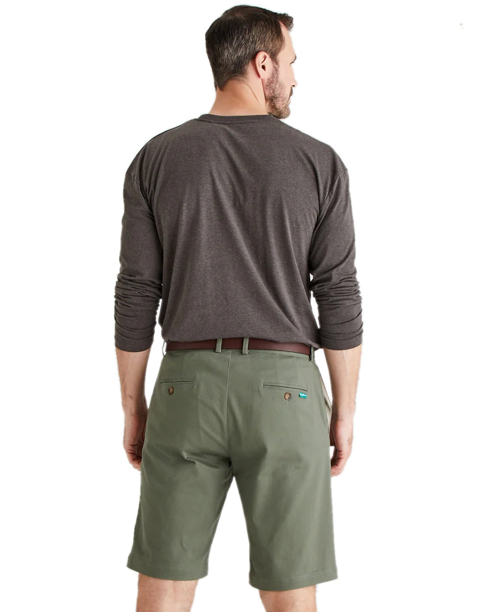 Khaki Green Coloured Ridgeline Mens Waxham Shorts on white background 