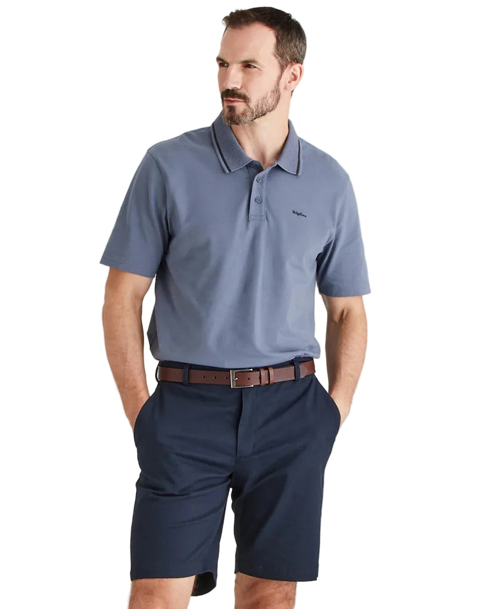 Navy Coloured Ridgeline Mens Waxham Shorts on white background 