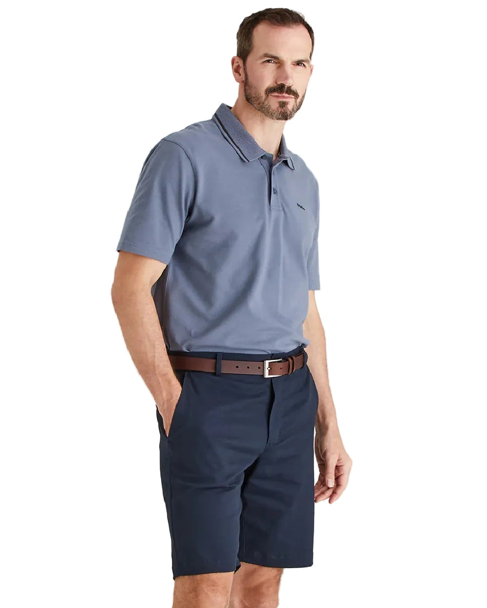 Navy Coloured Ridgeline Mens Waxham Shorts on white background 