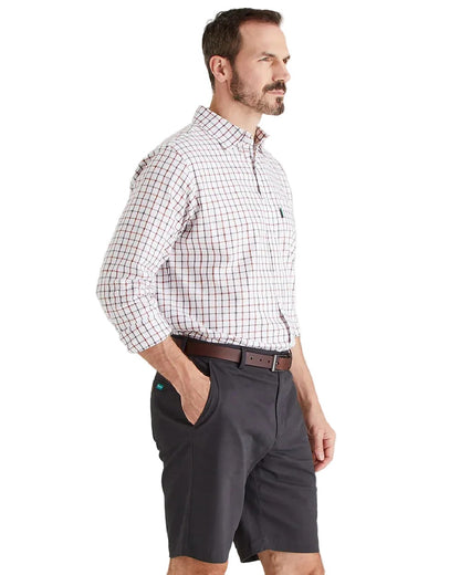 Shale Coloured Ridgeline Mens Waxham Shorts on white background 