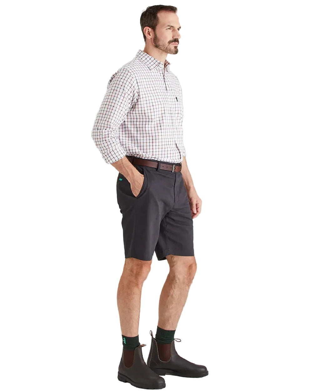 Shale Coloured Ridgeline Mens Waxham Shorts on white background 