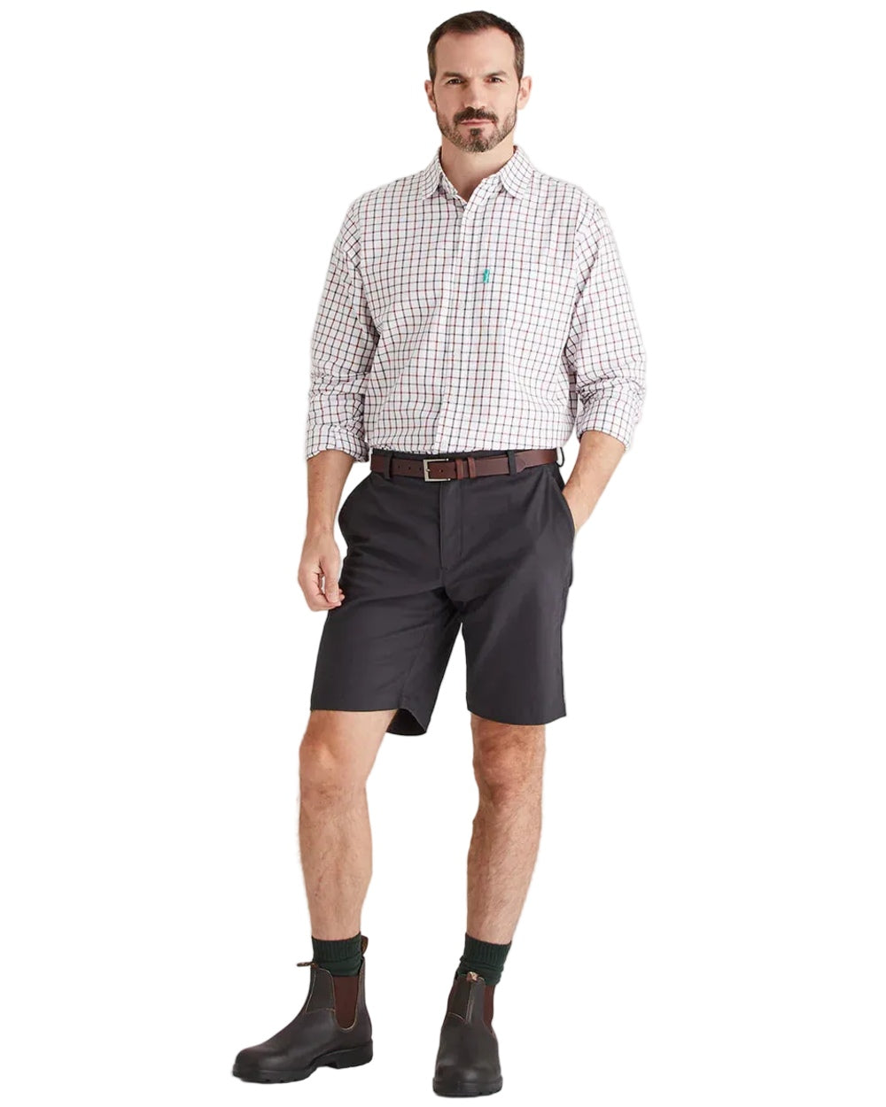 Shale Coloured Ridgeline Mens Waxham Shorts on white background 