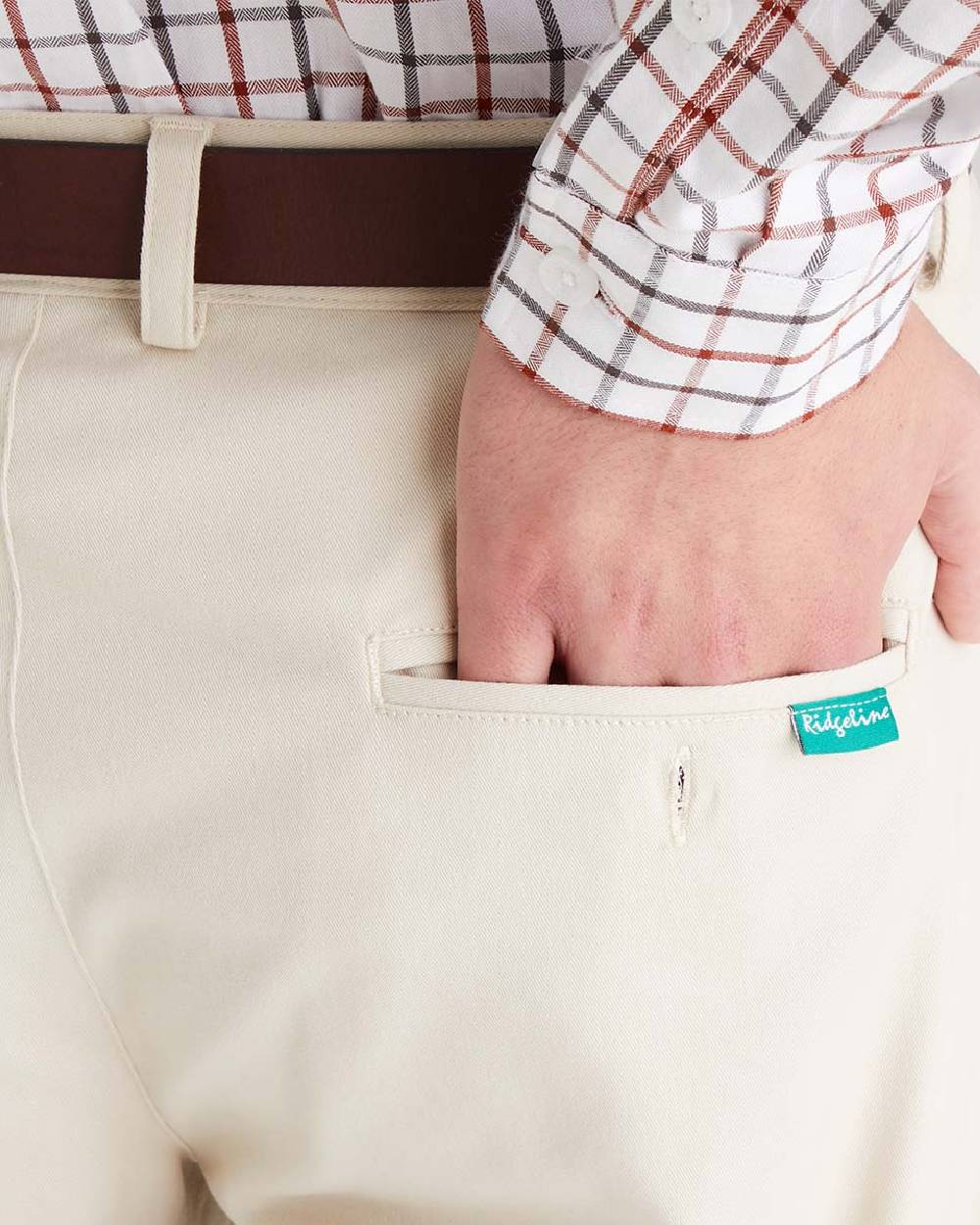 Stone Coloured Ridgeline Mens Waxham Shorts on white background 