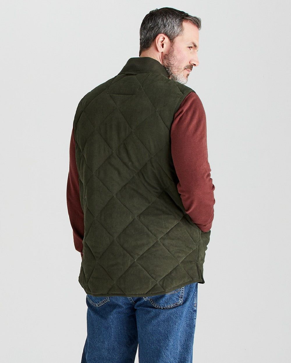 Deep Forest coloured Ridgeline Mens Wester Skeld Gilet on grey background 