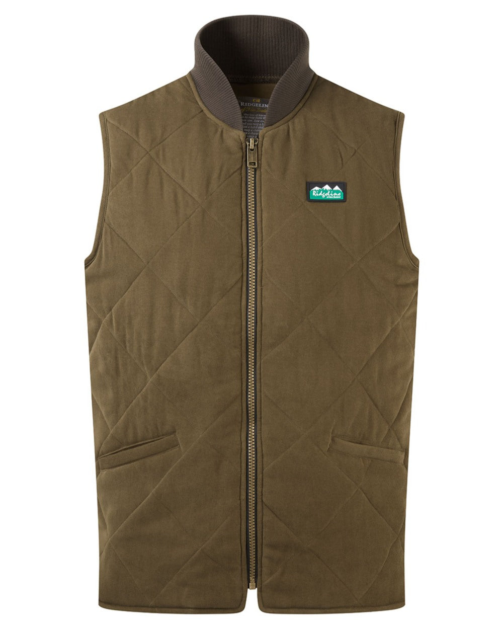 Moody Teak coloured Ridgeline Mens Wester Skeld Gilet on white background 