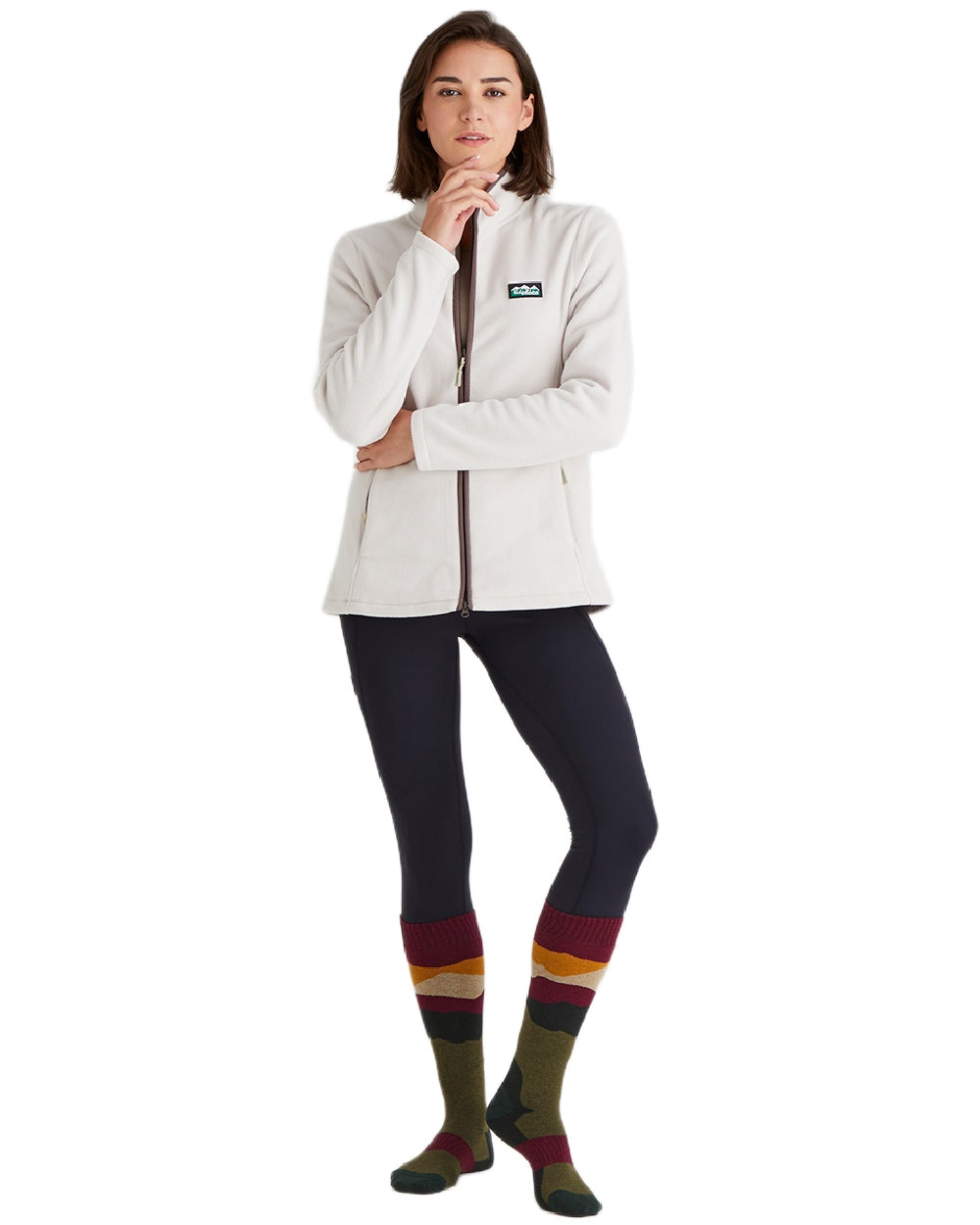 Berry Stripes Coloured Ridgeline Merino Wool Full Length Socks on white background 