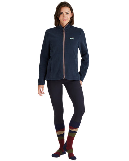 Navy Stripes Coloured Ridgeline Merino Wool Full Length Socks on white background 