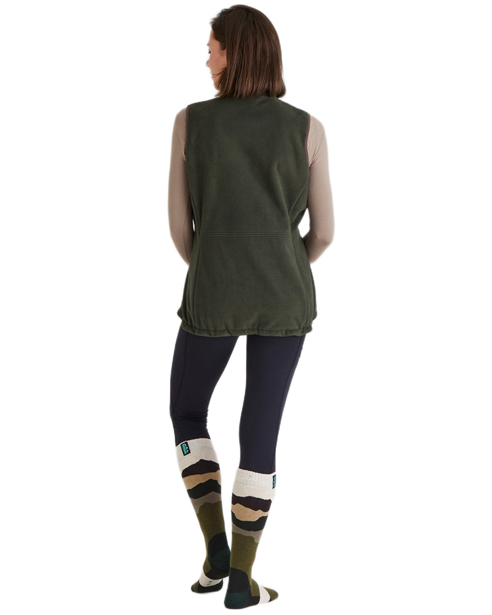 Olive Stripes Coloured Ridgeline Merino Wool Full Length Socks on white background 