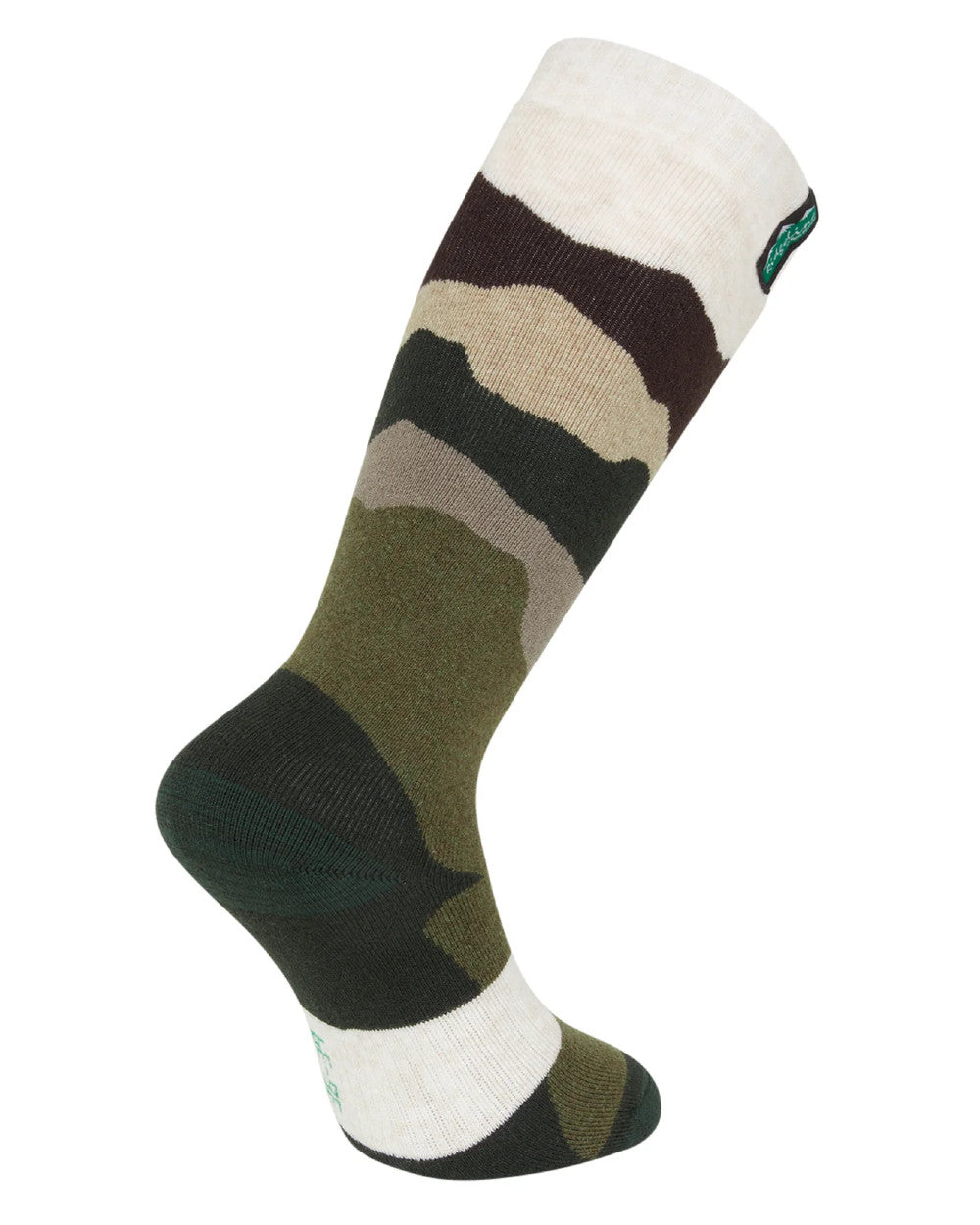 Olive Stripes Coloured Ridgeline Merino Wool Full Length Socks on white background 