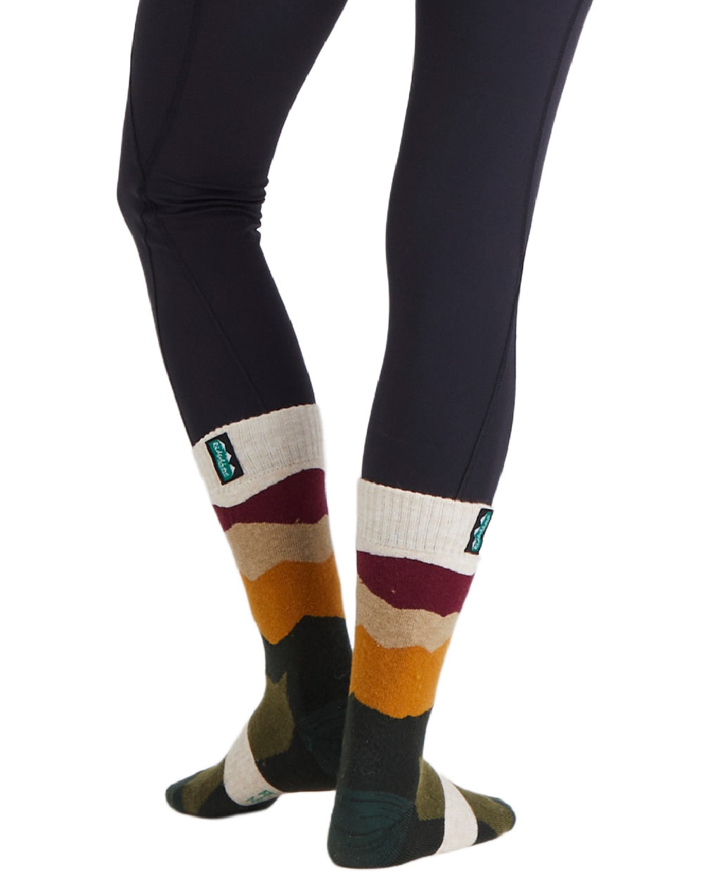 Berry Stripes Coloured Ridgeline Merino Wool Mid Length Socks on white background 