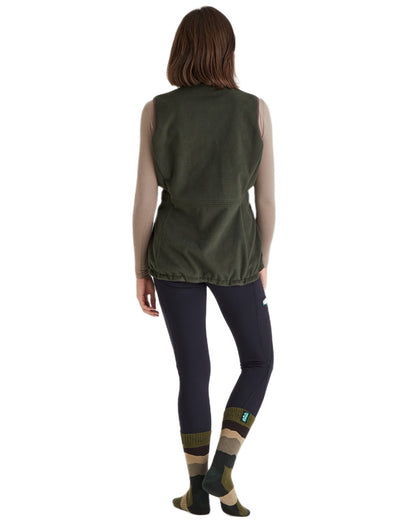 Olive Stripes Coloured Ridgeline Merino Wool Mid Length Socks on white background 