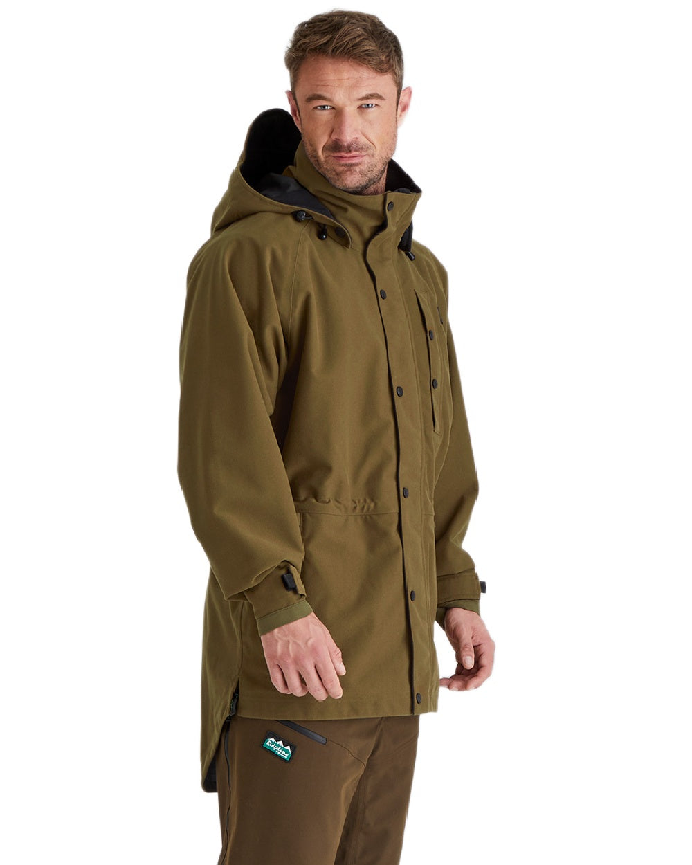 Teak coloured Monsoon Classic Waterproof Jacket on white background 