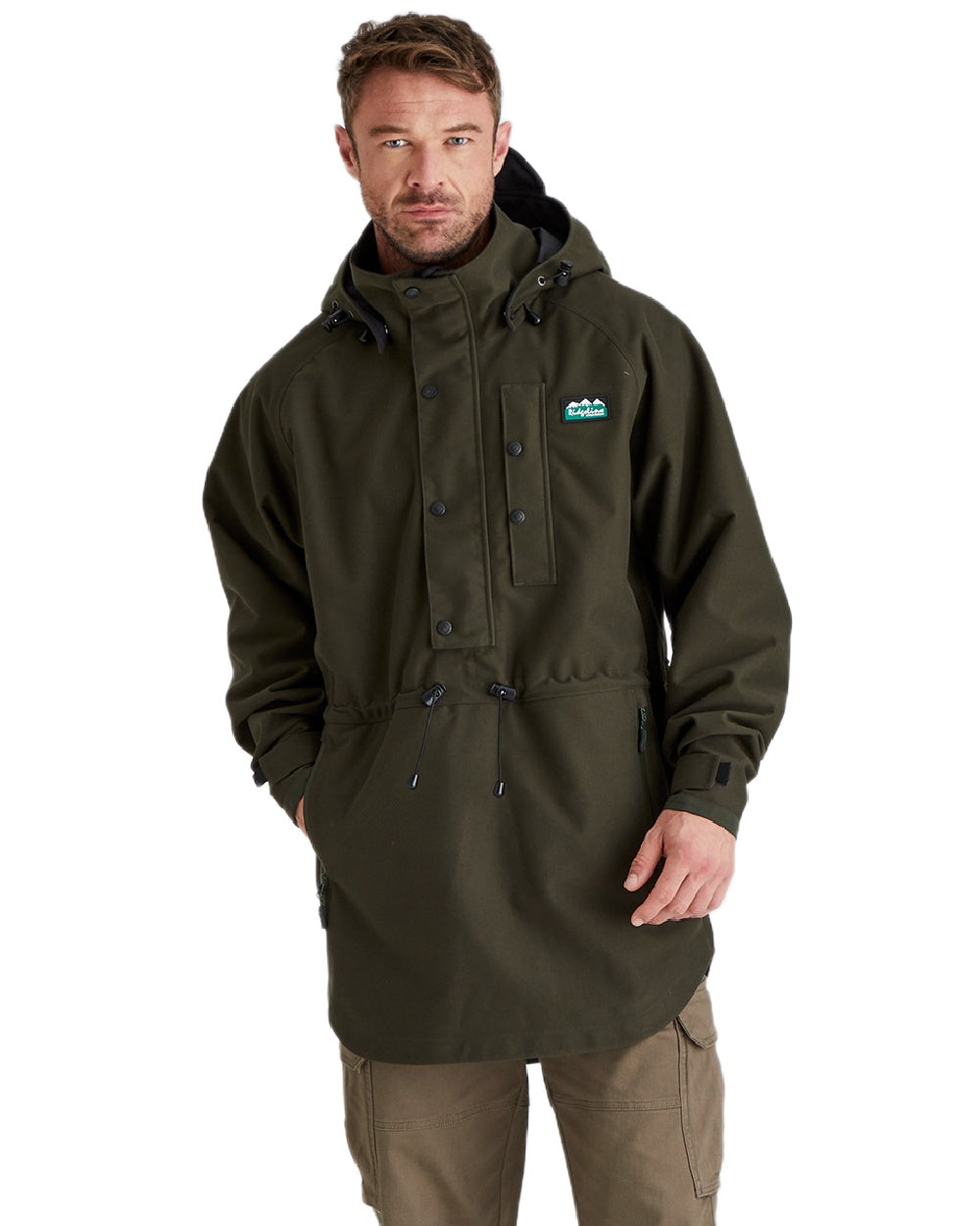 Deep Forest Coloured Ridgeline Monsoon Classic Waterproof Smock on white background 