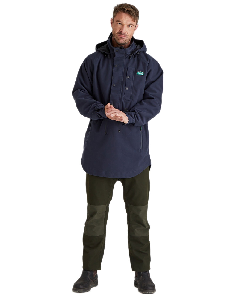 Navy Coloured Ridgeline Monsoon Classic Waterproof Smock on white background 