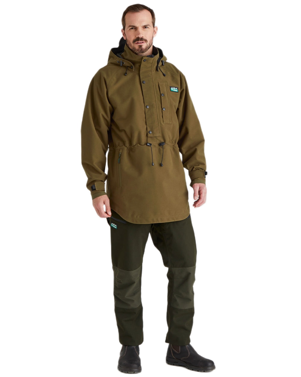 Teak Coloured Ridgeline Monsoon Classic Waterproof Smock on white background 