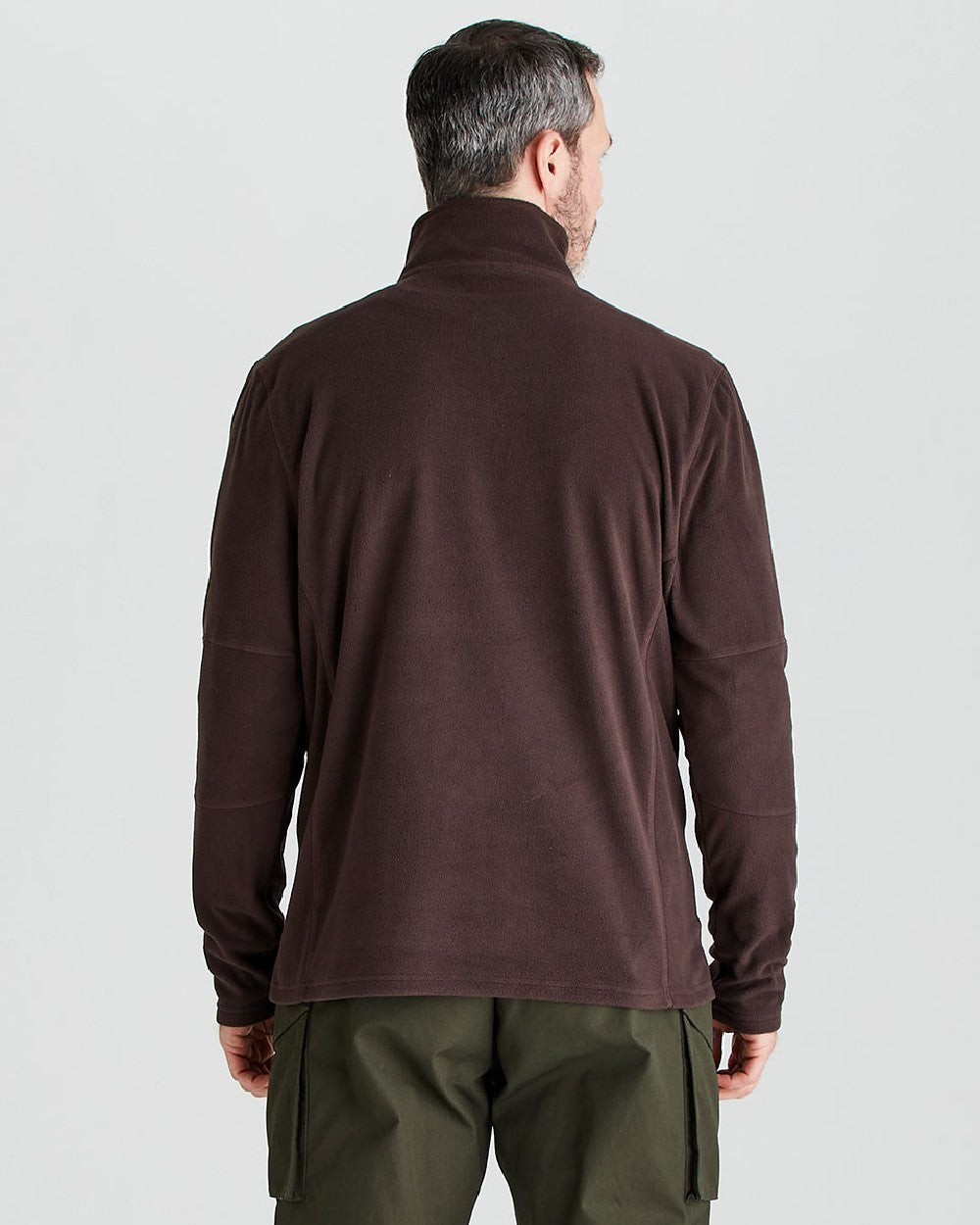 Deep Bark coloured Ridgeline Narvik Fleece on grey background 