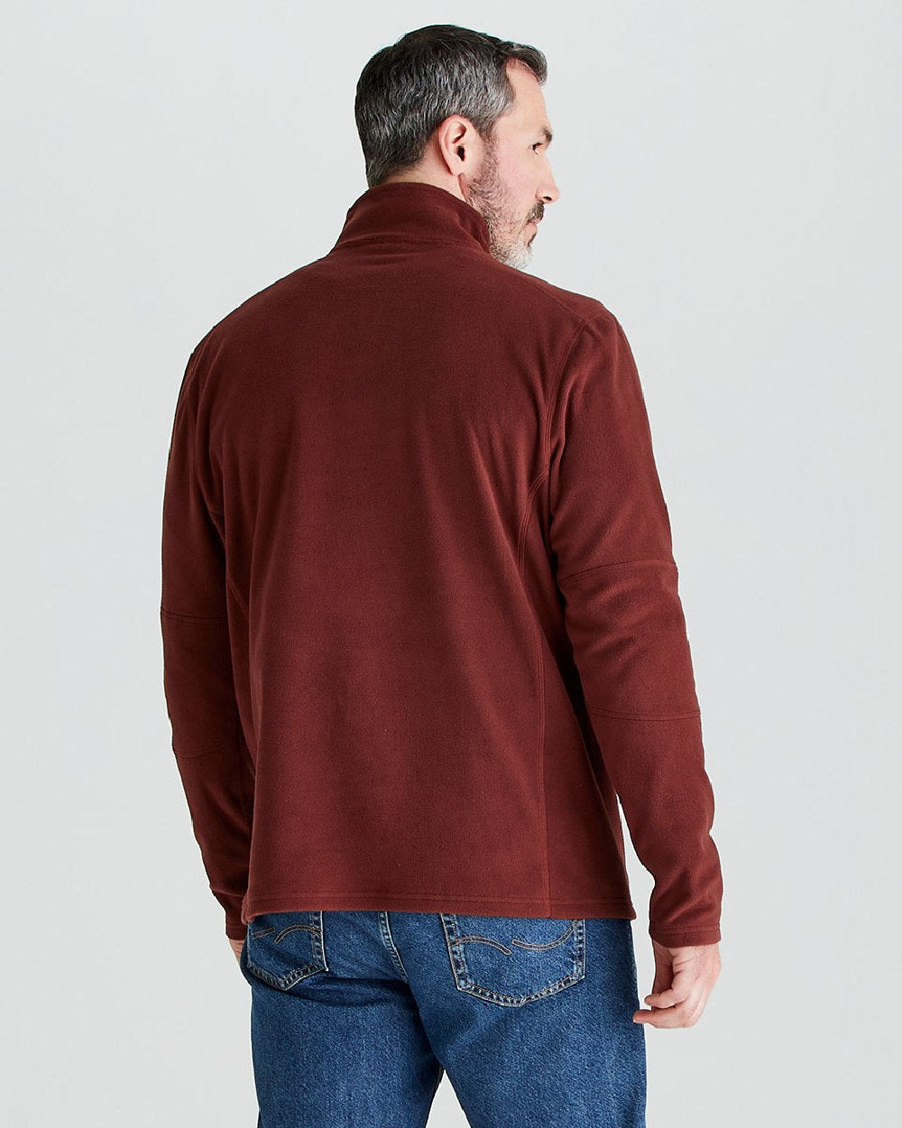 Oxblood coloured Ridgeline Narvik Fleece on grey background 