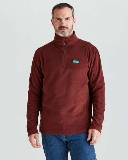 Oxblood coloured Ridgeline Narvik Fleece on grey background 