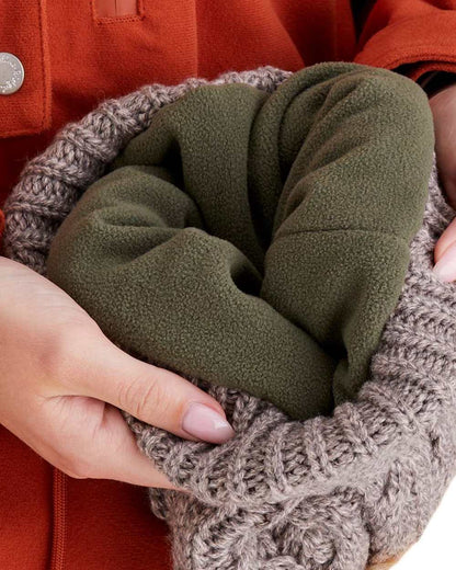 Mushroom Coloured Ridgeline Nordic Fleck Bobble Hat on white background 