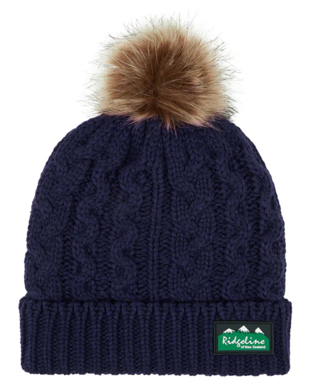 Navy Coloured Ridgeline Nordic Fleck Bobble Hat on white background 