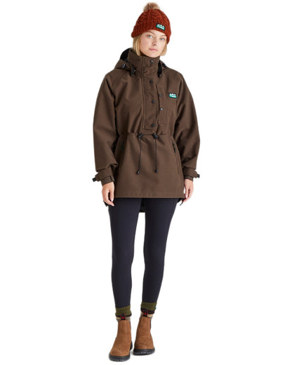 Russet Coloured Ridgeline Nordic Fleck Bobble Hat on white background 