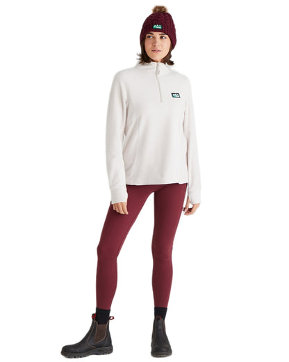 Winter Berry Coloured Ridgeline Nordic Fleck Bobble Hat on white background 