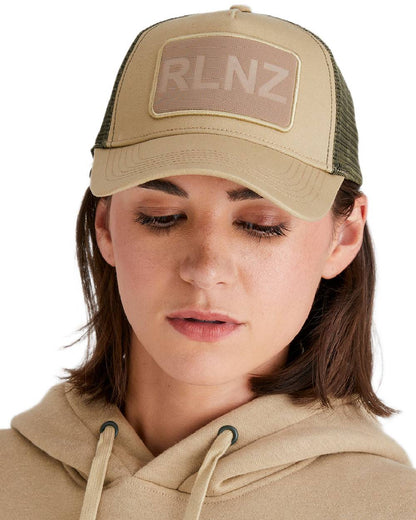 Eucalyptus Coloured Ridgeline RLNZ Trucker Cap on white background 