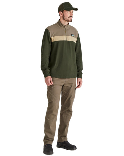 Olive Coloured Ridgeline RLNZ Trucker Cap on white background 