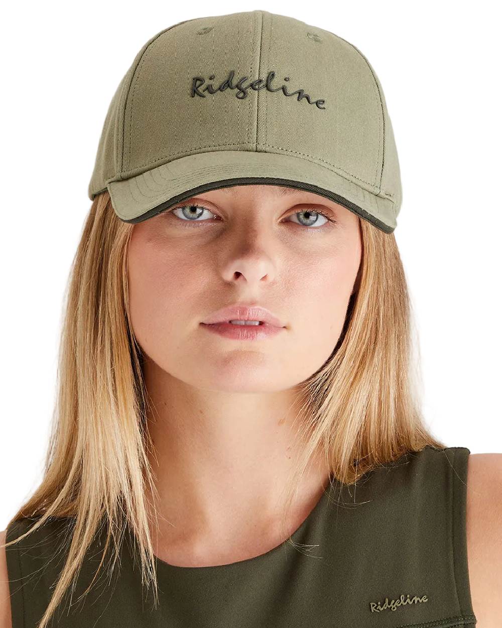 Khaki Green Coloured Ridgeline Signature Cap on white background 