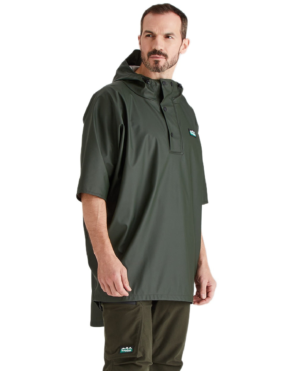Deep Forest Coloured Ridgeline Signature Poncho on white background 