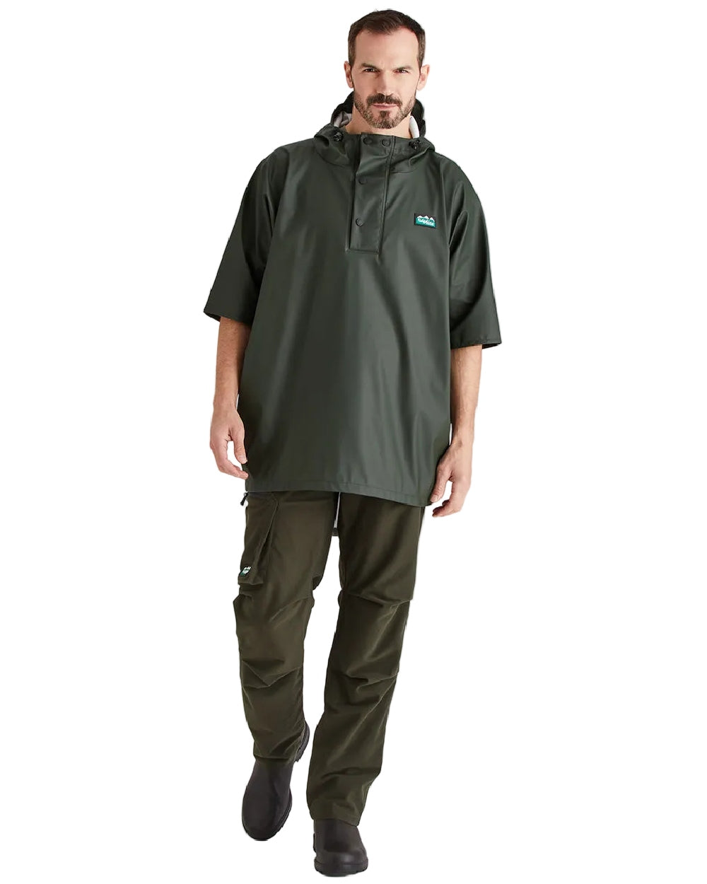 Deep Forest Coloured Ridgeline Signature Poncho on white background 