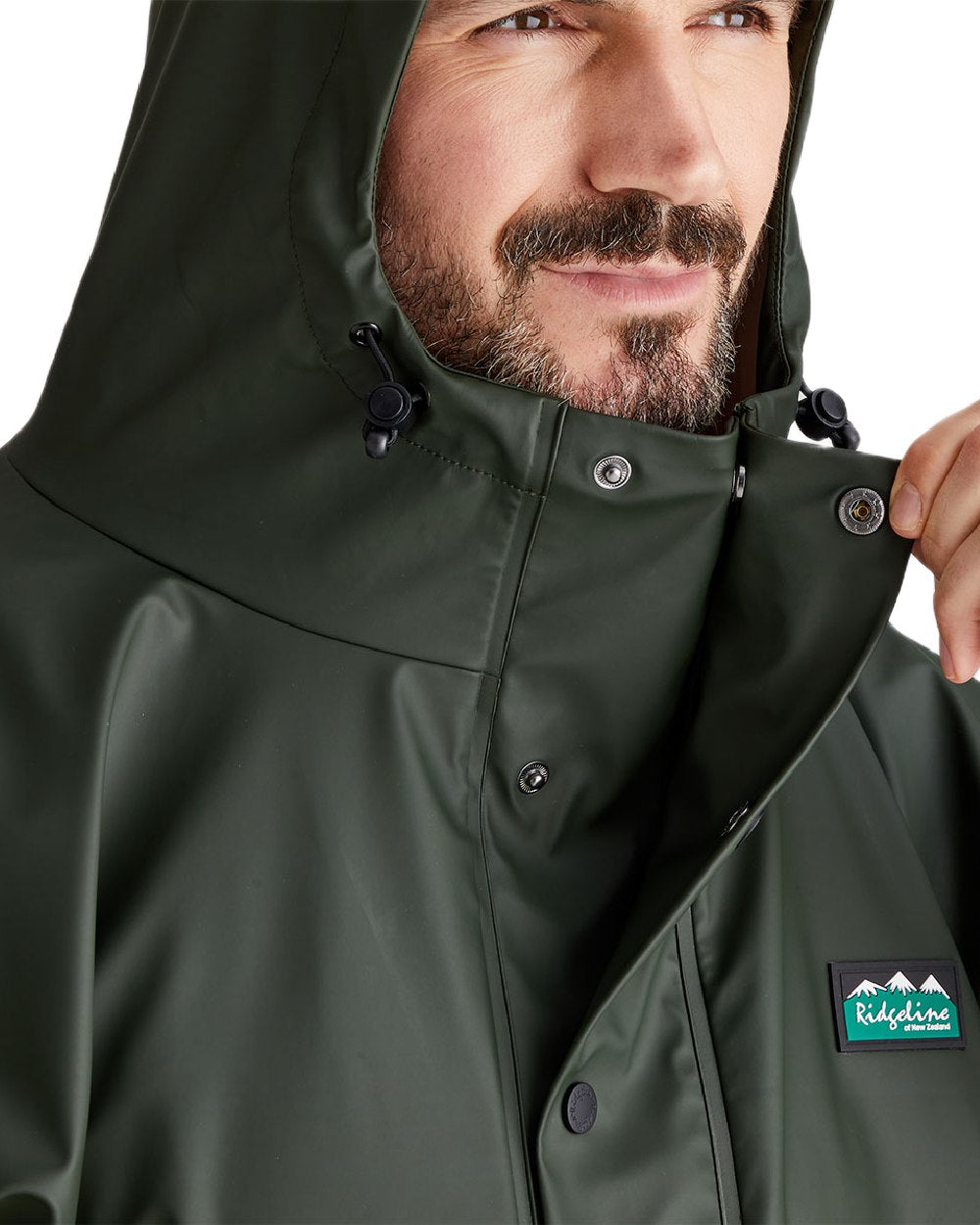 Deep Forest Coloured Ridgeline Signature Poncho on white background 