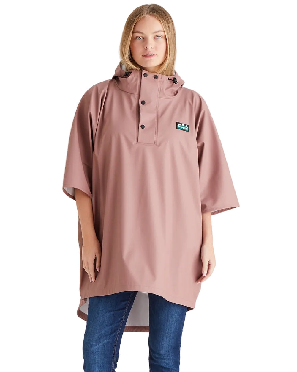 Dusky Pink Coloured Ridgeline Signature Poncho on white background 