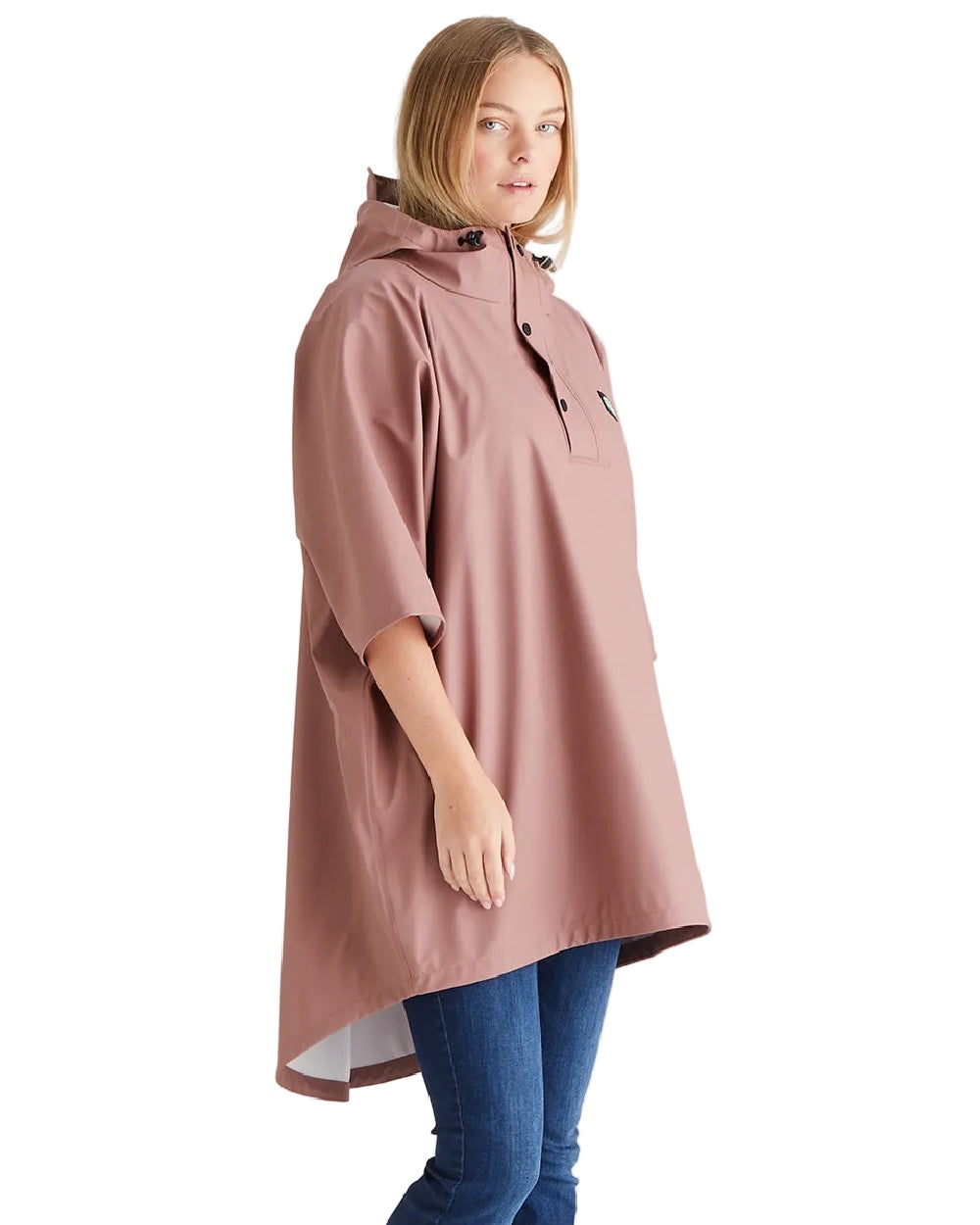 Dusky Pink Coloured Ridgeline Signature Poncho on white background 