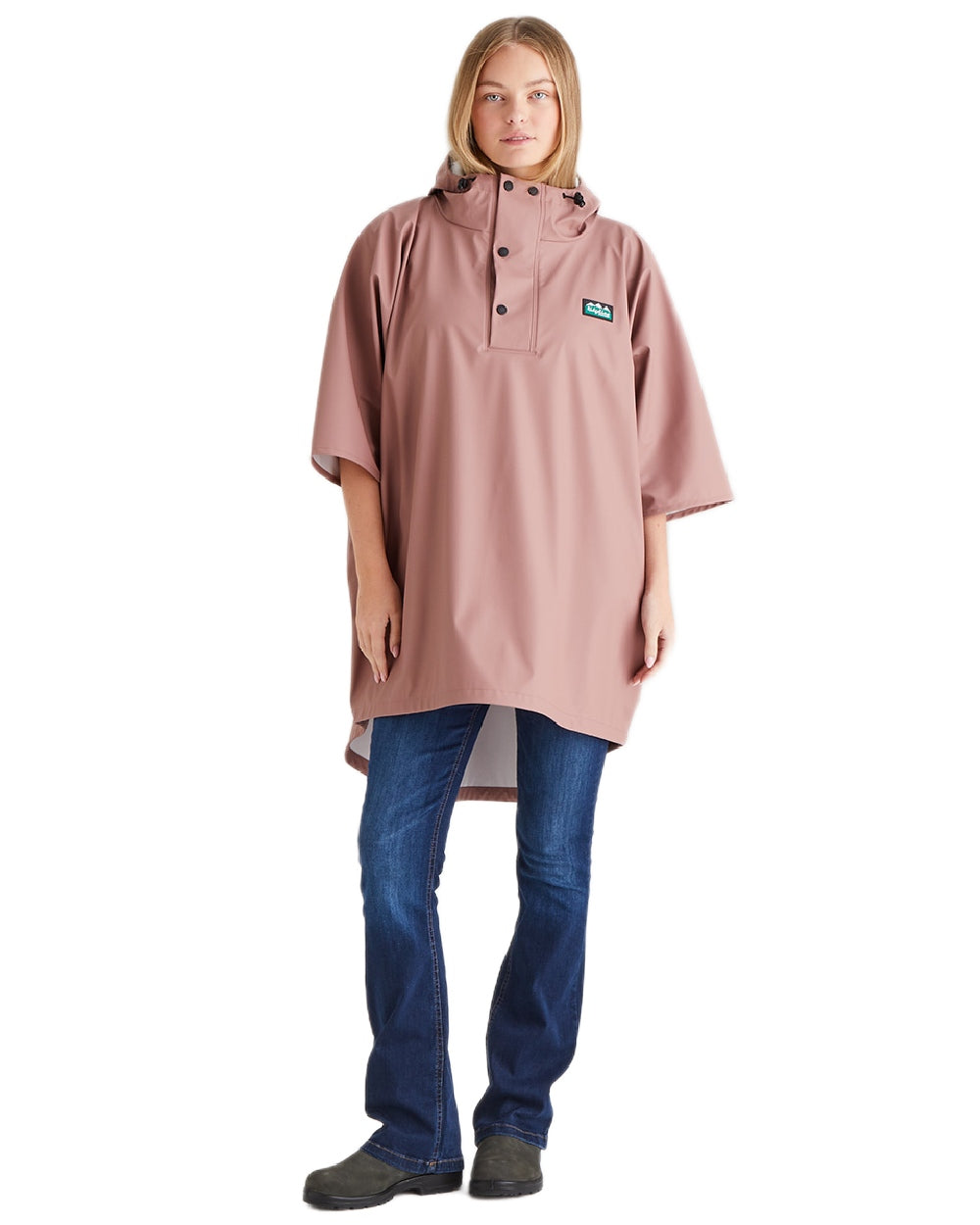 Dusky Pink Coloured Ridgeline Signature Poncho on white background 