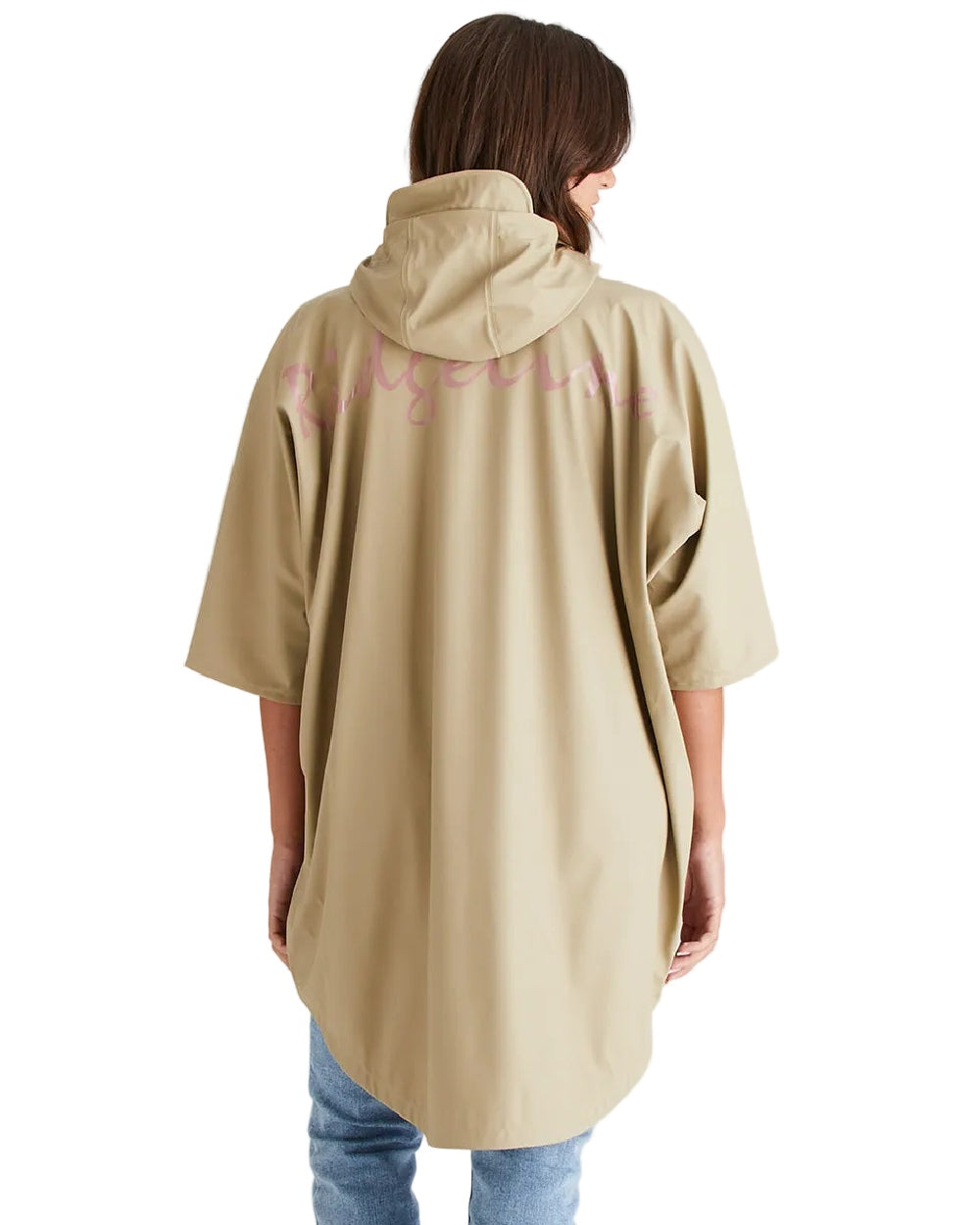 Eucalyptus Coloured Ridgeline Signature Poncho on white background 