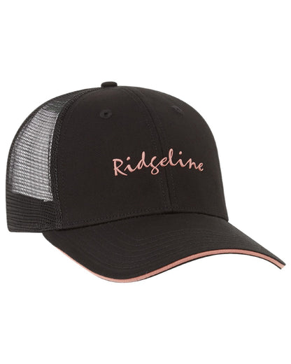Black Coloured Ridgeline Signature Trucker Cap on white background 