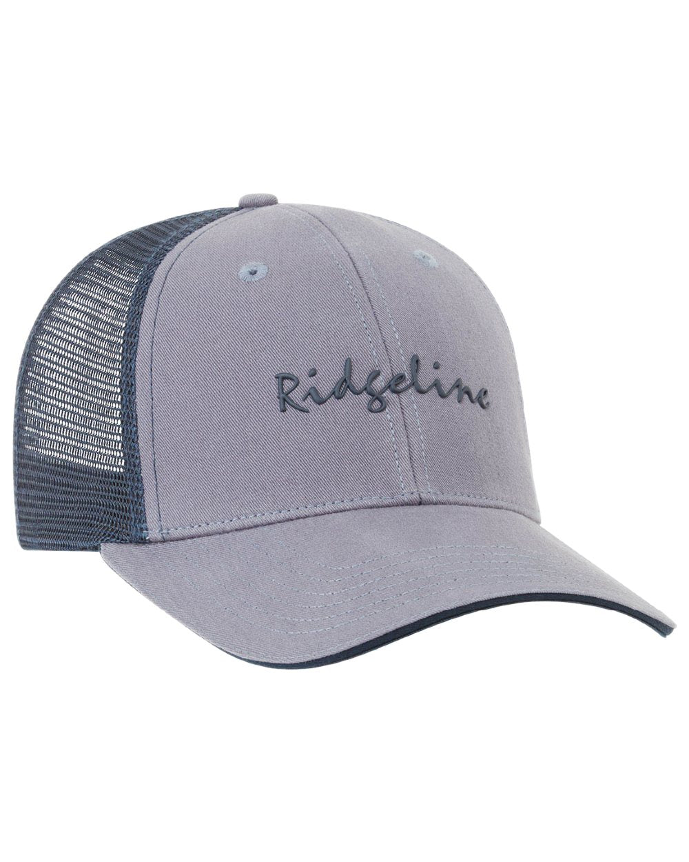 Storm Coloured Ridgeline Signature Trucker Cap on white background 
