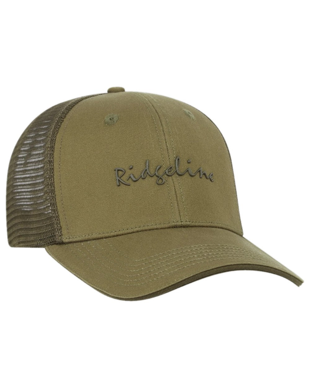 Teak Coloured Ridgeline Signature Trucker Cap on white background 