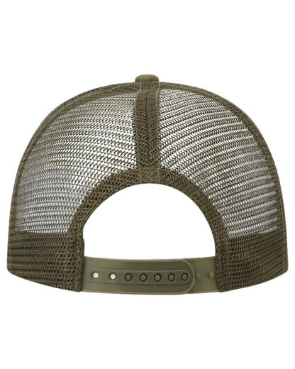 Teak Coloured Ridgeline Signature Trucker Cap on white background 