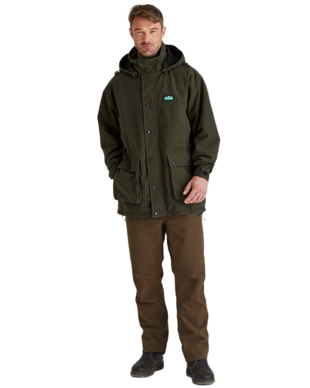 Deep Forest coloured Ridgeline Torrent Waterproof Jacket on white background 