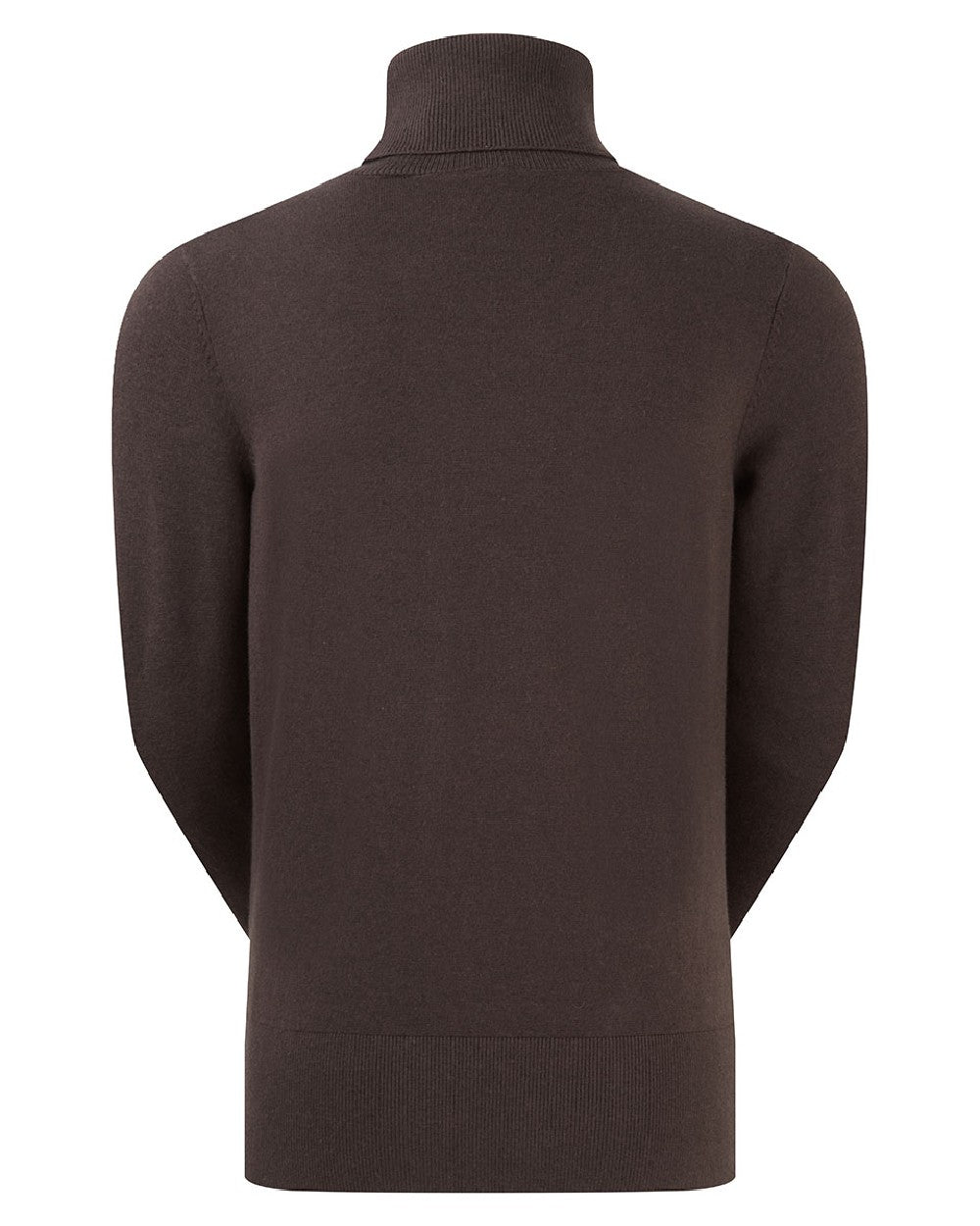 Deep Bark coloured Ridgeline Womens Melford Knit Roll Neck Jumper on white background 